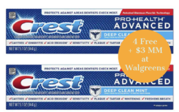 HOT! 4 Free + $3.00 Moneymaker on Crest Toothpaste at Walgreens | In Store Deal!