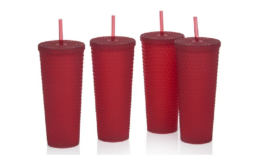 Mainstays 4pk 26oz Tinted Matte Textured Tumbler with Straw in Red just $9.99 at Walmart