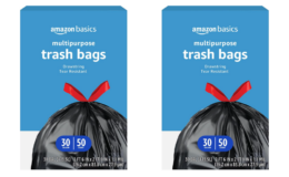 Extra 25% Off Amazon Basics Multipurpose Drawstring Trash Bags, 30 Gallon, 50 Count |13¢ a Bag!
