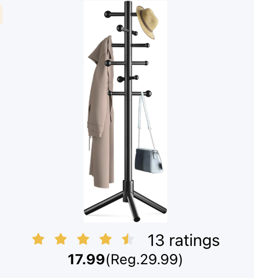 40% off Wooden Coat Rack Stand with 12 Hooks | Under $18 | Living Rich ...