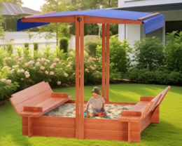 HOT! 48" Wooden Sandbox with Lid & Benches for $93.99 at Walmart (reg $179.99)