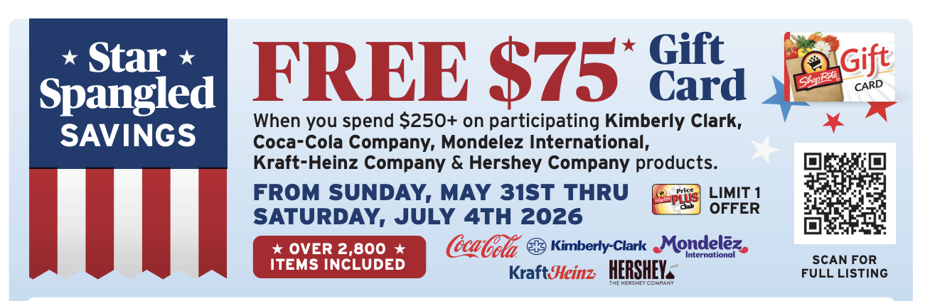 Hot! ShopRite Gift Card Promo-Earn a $75 ShopRite Gift Card!