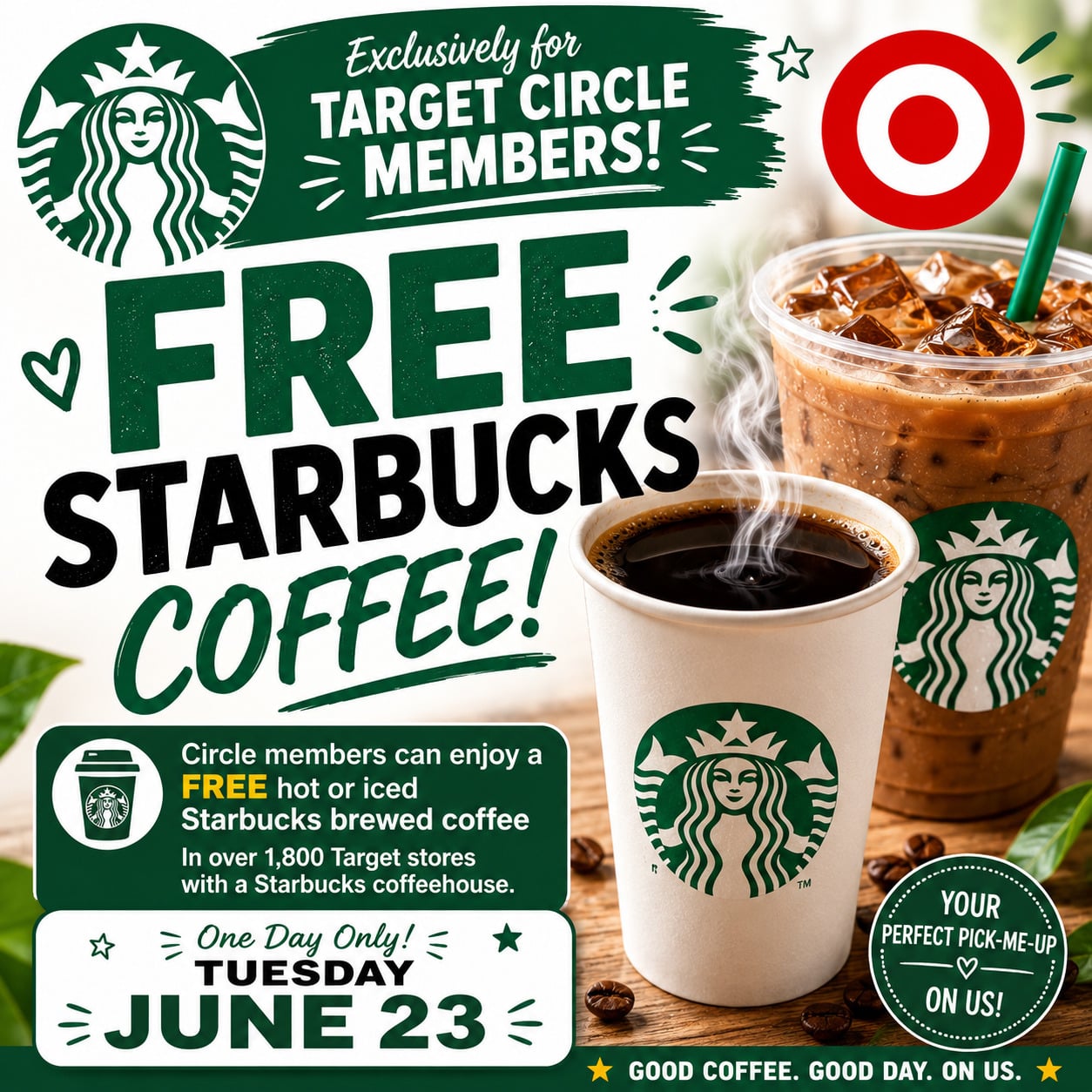 HOT! Free Starbucks Coffee for Target Circle Members on June 23rd!