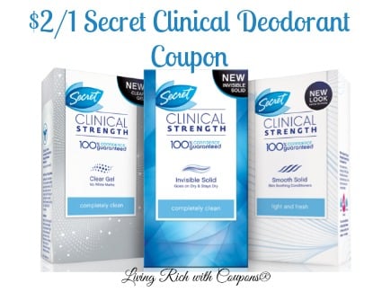 New $2/1 Secret Clinical Deodorant Coupon + Target Deal! | Living Rich ...